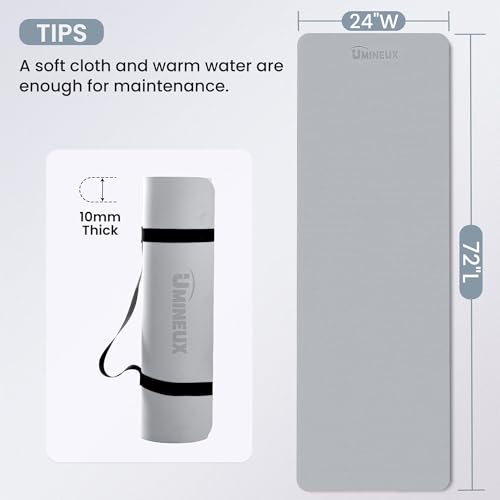 UMINEUX Extra Thick Yoga Mat, 10MM (2/5") Yoga Mat Non Slip, POE Yoga Mats for Women Men, 72"x24", Great for Workout, Yog...