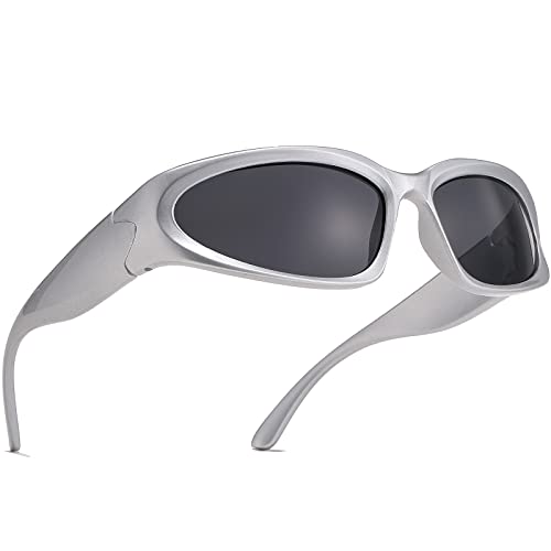 AIEYEZO Y2K Sunglasses Womens Mens Wrap Around Sports Sun Glasses Fashion Oval Thick Frame Ladies Shades