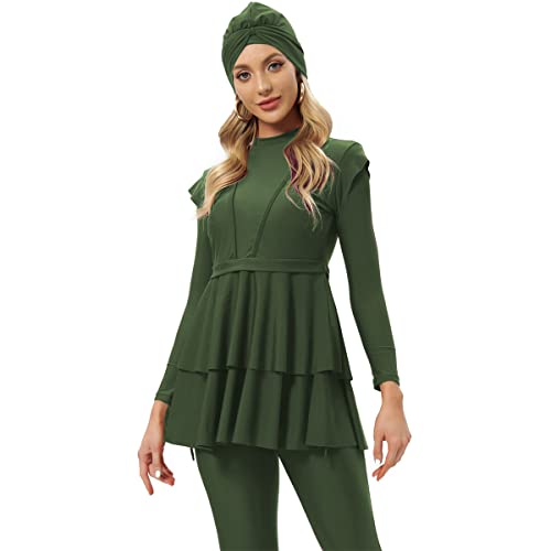 Muslim Swimsuits for Women Modest Islamic Swimwear Burkini Full Cover Hijab Top Pants with Swimming Cap Bathing Suits