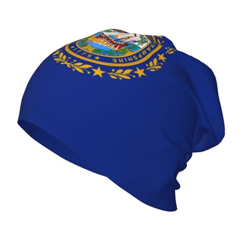 YANYU New Hampshire State Flag Print Soft Beanie Winter Hat Warm Thermal Cap Headwear for Snow Play Outdoor Activities