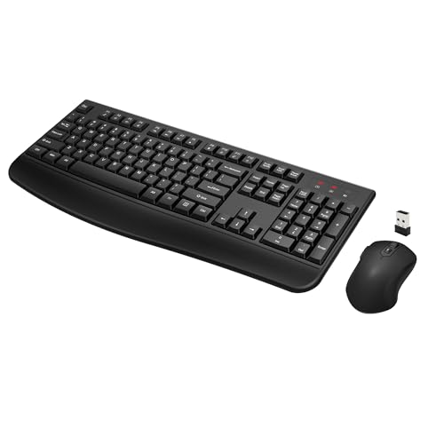 Wireless Keyboard and Mouse Combo, Full-Sized 2.4GHz Wireless Keyboard with Comfortable Palm Rest and Optical Wireless Mou...