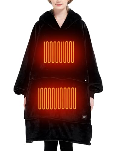 KFUBUO Heated Electric Wearable Blanket Throw Battery Operated Portable USB Cordless Outdoor Hoodie Sweatshirt