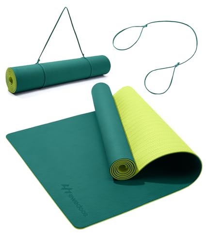 Ewedoos Eco Friendly Yoga Mat Thick TPE Yoga Mat Non Slip Yoga Mats Anti-tear Exercise Workout Mat for Women Men Kids Yog...