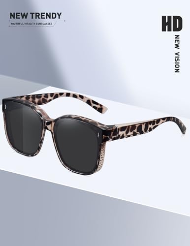 MEETSUN Oversized Fit Over Glasses Sunglasses for Women Trendy Large Square Polarized Sun Glasses for Driving