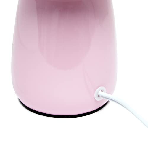 Simple Designs Lt1134-Lpk 10 Ceramic Thimble Base Table Lamp, Light Pink Shade, Ideal For Bedroom, Living Room, Entryway, Office