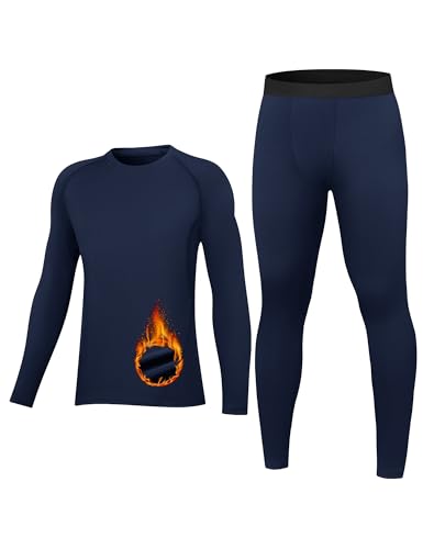 HovSiyla Youth Thermal Base Layer Set Fleece Lined Undershirt Unisex Athletic Shirt Kids Pants for Ski