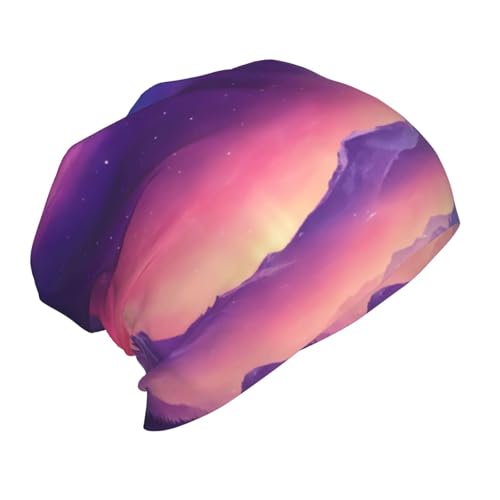 Bkdogkt Dark Northern Lights Print Beanie Hat Soft Thermal Cap Winter Headwear for Cold Indoor Outdoor Activities