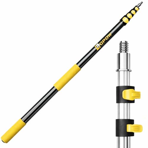 5-18 FT Long Telescopic Extension Pole, Multi-Purpose Aluminum Alloy Telescoping Rod with Universal Twist-on Metal Tip Fli...