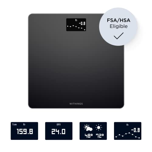 Withings Body - Digital Wi-Fi Smart Scale with Automatic Smartphone App Sync, BMI, Multi-User Friendly, with Pregnancy Tra...