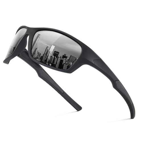 Fanshen Polarized Sunglasses for Men Women, Wrap Around Sunglasses for Mens Womens Cycling Running UV Protection