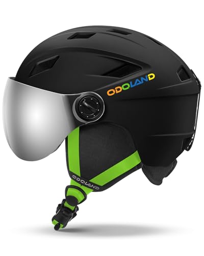 Odoland Kids Ski Helmet with 2-in-1 Visor Goggles for Boys & Girls, Adjustable Snowboard Helmet with Magnetic Buckle Strap...