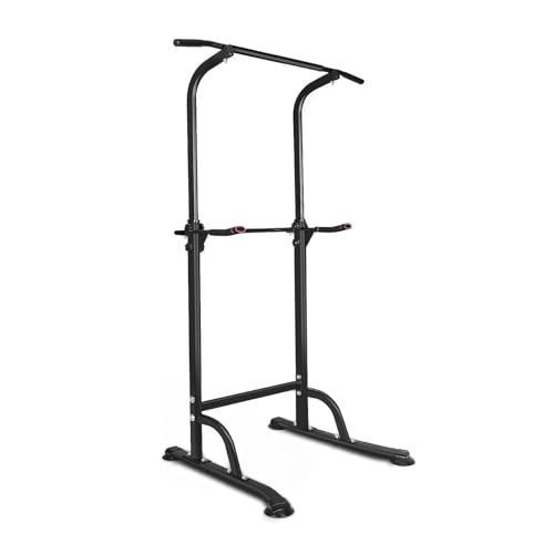 Power Tower Workout Dip Station Pull Up Bar, Height Adjustable Multi-Function Dip Stand for Home Gym, Strength Training Fi...