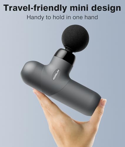 Morelax Mini Massage Gun, Percussion Muscle Massager for Back Pain Relief, Compact Sports Travel Massage Gun with 6 Massag...