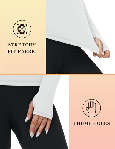 Roadbox Women Thermal Shirts, Warm Long Sleeve Fleece Lined Underwear Tops, Winter Ski Workout Base Layer for Cold Weather