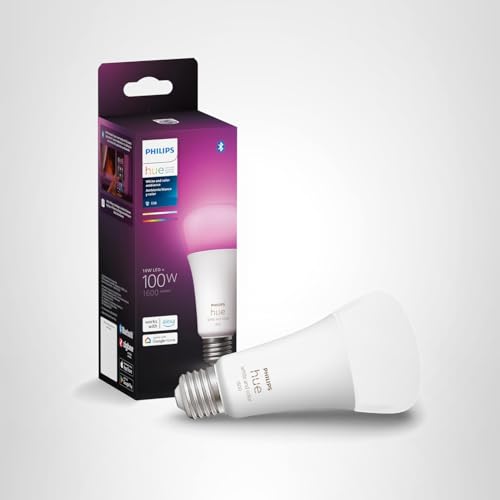 Philips Hue Smart 100W A21 LED Bulb - White and Color Ambiance Color-Changing Light - 1 Pack - 1600LM - E26 - Indoor - Control with Hue App - Works with Alexa, Google Assistant and Apple Homekit