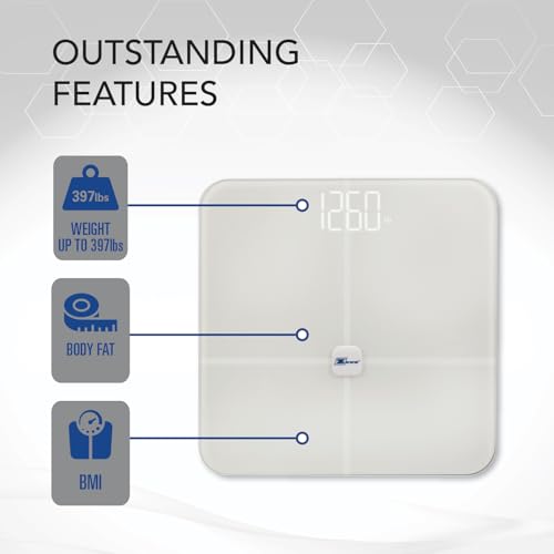Zewa Digital Biometrics Scale | Measures 12 Body Composition Metrics | Bluetooth | Android & iOS Compatible | ITO Safety G...
