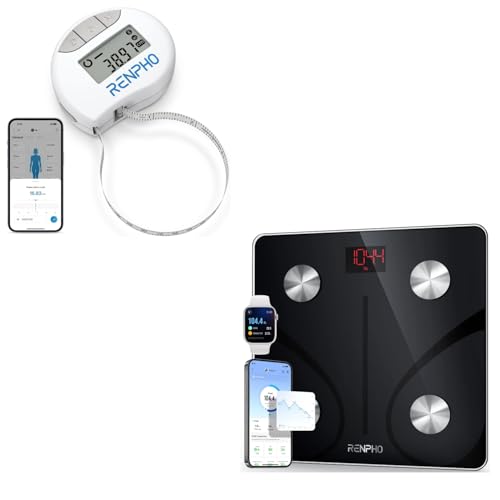 RENPHO Body Fat Scale and RENPHO Smart Tape Measure Body via Bluetooth Smartphone App