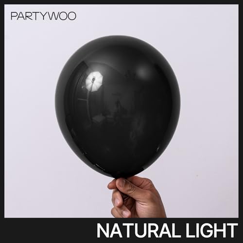 PartyWoo Black Balloons 100 pcs 12 Inch Latex Helium Matte Black Balloons for Baby Shower Birthday Graduation Casino Gamin...