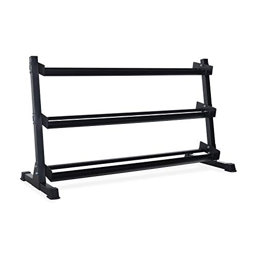 CAP 1200 LB Rubber Coated Hex Dumbbell Hand Weight Set with Three Tier Storage Rack - Chrome Handle | Black Rack