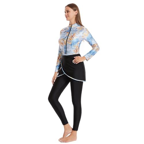 IBAKOM One Piece Modest Burkini for Women Islamic Swimsuits with Wrap Skirt Swim Cap Muslim Bathing Suit Cover Ups