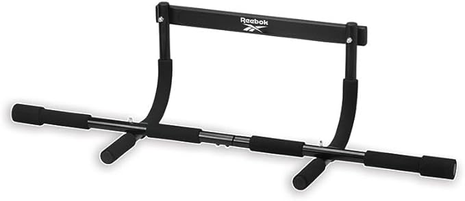 Reebok 8-Grip Pull-Up Bar, Multi-Function Upper Body Workout Rod, Door Frame Fitness Beam with 8 Sure Grip Foam Handles, P...