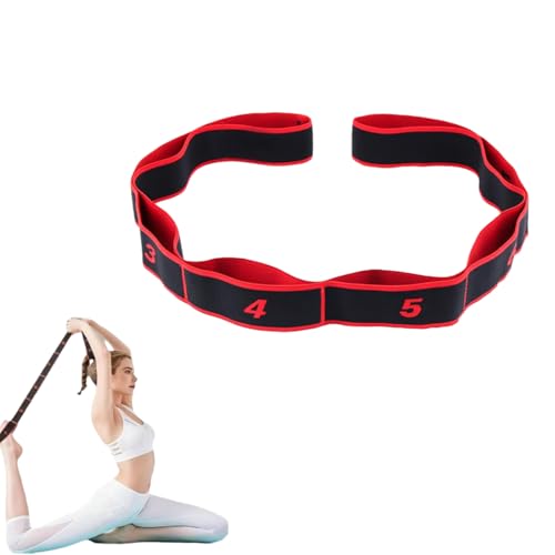 Numbered Resistance Band,8 Section Elastic Stretch Strap,Yoga Stretching Strap with Loops,Pilates Pull Strap with Numbered...