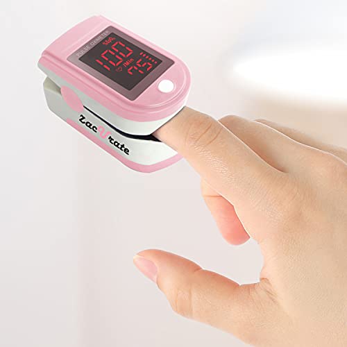 Zacurate Pro Series 500DL Fingertip Pulse Oximeter Blood Oxygen Saturation Monitor with Silicone Cover, Batteries and Lany...