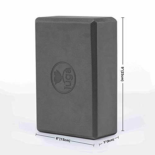 IUGA Yoga Blocks 2 Pack With Strap Non Slip High Density 9"x6"x3" Solid & Cork Yoga Block With Yoga Strap to Improve Stren...