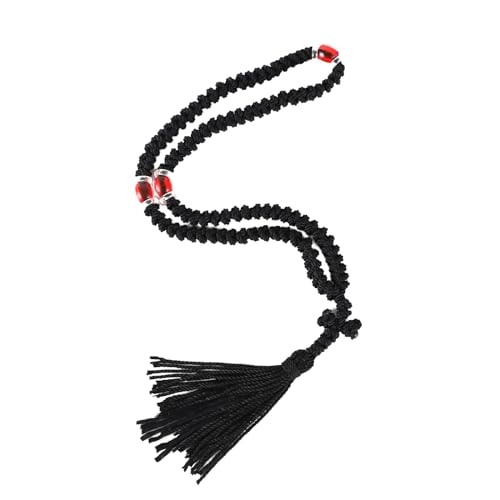 Handmade Orthodox Prayer Rope 100 Knots with Red Bead,Prayer Beads Christian Greek Komboskoini Chotki,Greek Orthodox Cross...