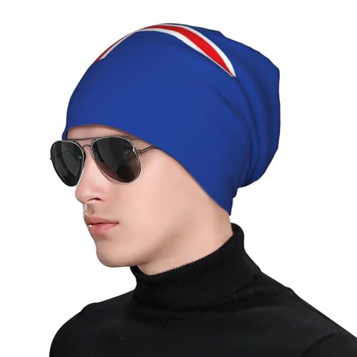 sackhg Flag of Iceland Print Winter Beanie Hat Men Women Soft Lightweight Thermal Cap for Outdoor Skiing Wear Black
