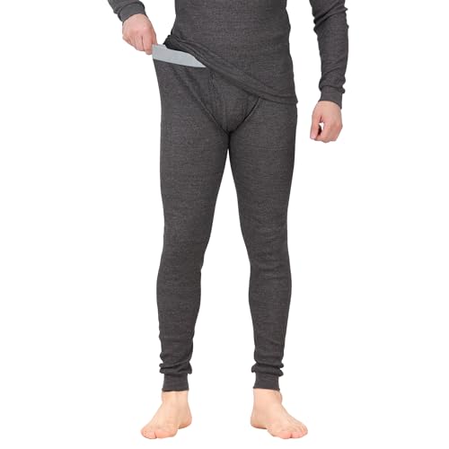 Thermal Underwear Pants for Men Long Johns Cotton Blend Base Layer Waffle Knit Bottoms Classic Cold Weather