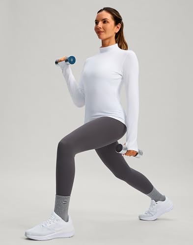 G Gradual Thermal Shirts for Women Long Sleeve Mock Neck Fleece Tops Running Workout Cold Weather Gear with Zip Pocket