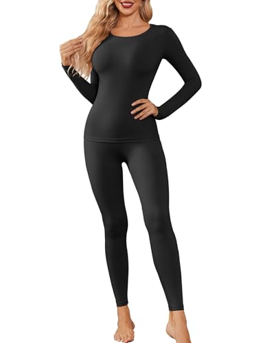 Ekouaer Womens Thermal Underwear Sets Long Johns Long Sleeve Base Layer Pajama Top and Leggings Set Cold Weather S-XXL