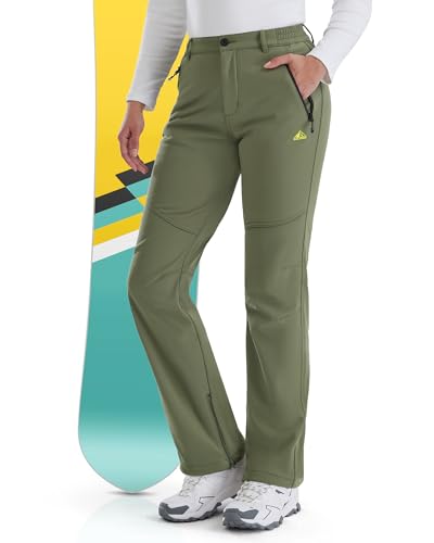 IGOLUMON Snow Ski Pants Womens Waterproof Fleece Lined Pants Winter Insulated Softshell for Hiking Snowboard Outdoor