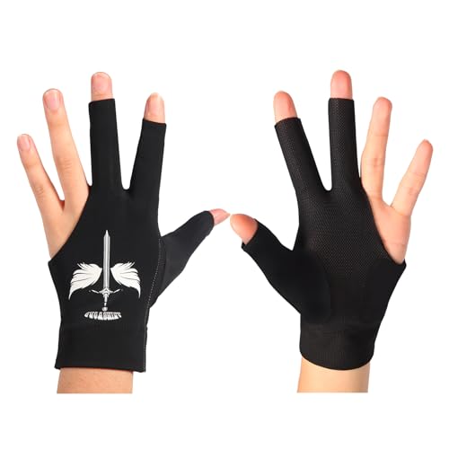 ANIMSWORD Breathable and Comfortable Billiard Pool Gloves Fits on Left Hand or Right Hand 3 Finger for Snooker Cue Sport G...
