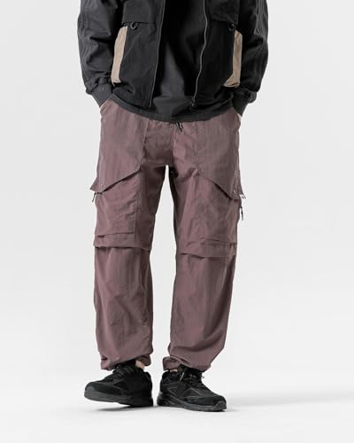 BLACKARMADA Parachute Cargo Pants Men Women–Lightweight&Fleece Lined Quick Dry Joggers Drawstring Tactical Pants for Hiking