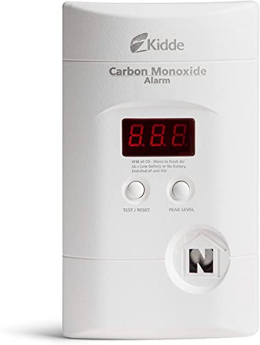 Kidde Carbon Monoxide Detector, Plug In Wall with 9-Volt Battery Backup, Digital LED Display - 2 Pack
