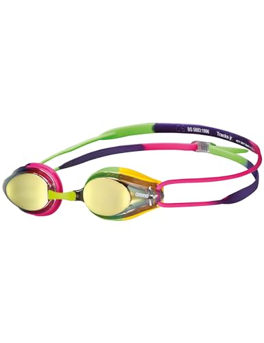 ARENA Tracks Unisex Junior Youth Essential Racing Swim Goggles Kids Swimmers Young Racers Anti-Fog Coated Mirror Lens, Vio...