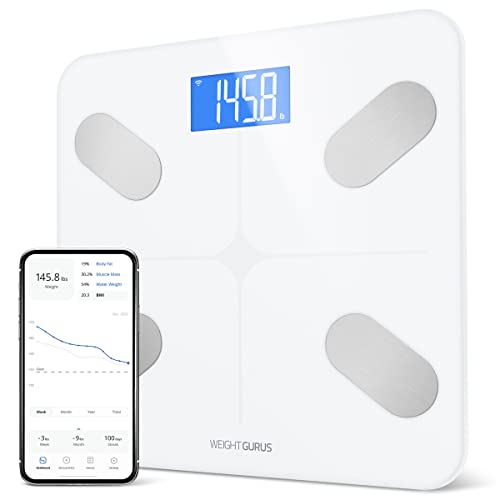 Greater Goods WiFi Bathroom Scale, Measures Weight, BMI, Body Fat, Muscle Mass, and Water Percentage, Upto 8 Users, 400 Ib...