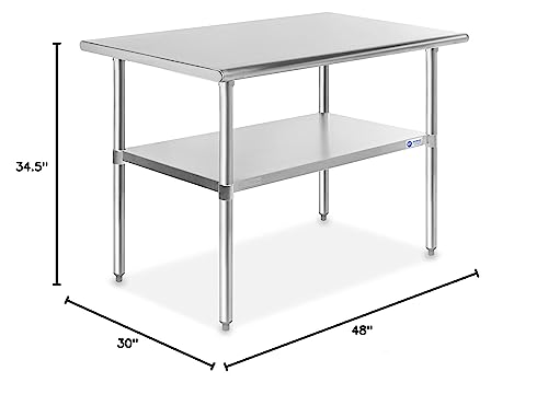 GRIDMANN Stainless Steel Work Table 48 x 30 Inches, NSF Commercial Kitchen Prep Table with Under Shelf for Restaurant and Home