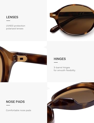 SOJOS Retro Oval Round Polarized Sunglasses Womens Mens, Small Chic Vintage Trendy Sunnies SJ2611