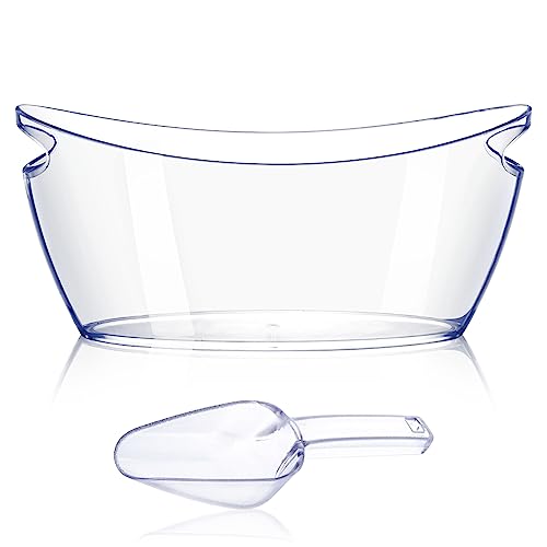 Ice Bucket for Parties 5.5 Liter Large Clear Champagne Beer Tub Mimosa Bar Supplies Kit Acrylic Plastic Wine Beverage Buck...