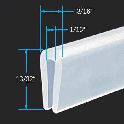 Clear Rubber Edge Trim，U Channel Silicone Rubber Edge Trim, 1/16" Slot, Fit for 0-3/32", White Color, Edge Protector for Car Doors, Sheet Metal Parts