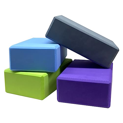 4 Pcs Yoga Blocks High Density EVA Yoga Brick Foam Blocks to Improve Strength, Flexibility and Balance, Non-Slip Surface f...