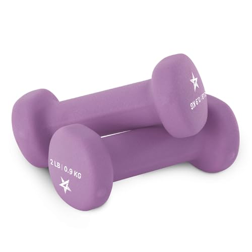 Yes4All 5 lbs Dumbbells Neoprene with Non Slip Grip – Great for Total Body Workout – Total Weight: 10 lbs (Set of 2)