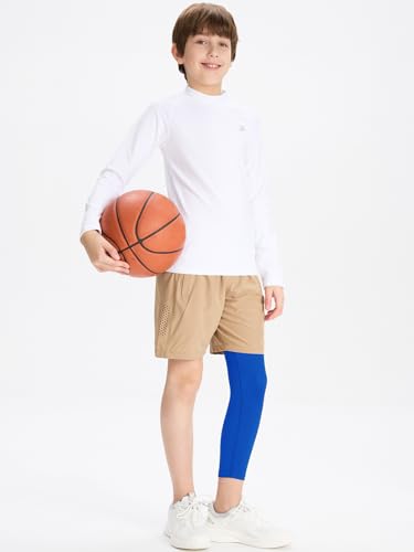 DEVOROPA Youth Boys One Leg Compression Pants for Basketball 3/4 Leggings Sports Tights Kids Athletic Soccer Base Layer