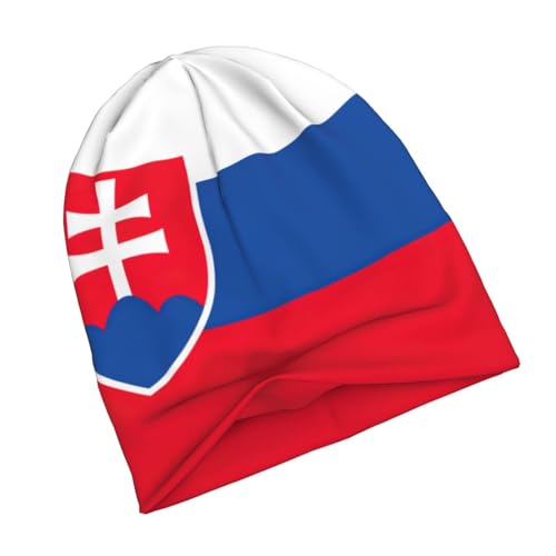 sackhg Flag of Slovakia Print Winter Beanie Hat Men Women Soft Lightweight Thermal Cap for Outdoor Skiing Wear Black