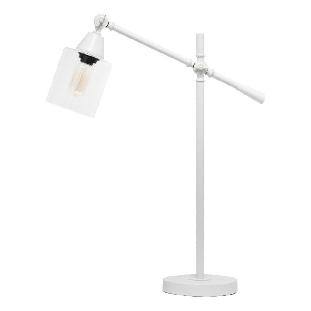 Lalia Home Desk Lamp, Vertically Adjustable, Metal, 7.25inL x 19.75inW x 28inH, White, Model LHD-2001-WH