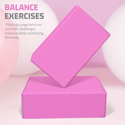 Yoga Blocks 2 Pack, 3"x6"x9" EVA Foam Yoga Block Supportive, Non-Slip Exercise Blocks, Yoga Accessories for Pilates, Medit...
