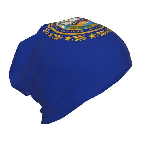 YANYU New Hampshire State Flag Print Soft Beanie Winter Hat Warm Thermal Cap Headwear for Snow Play Outdoor Activities